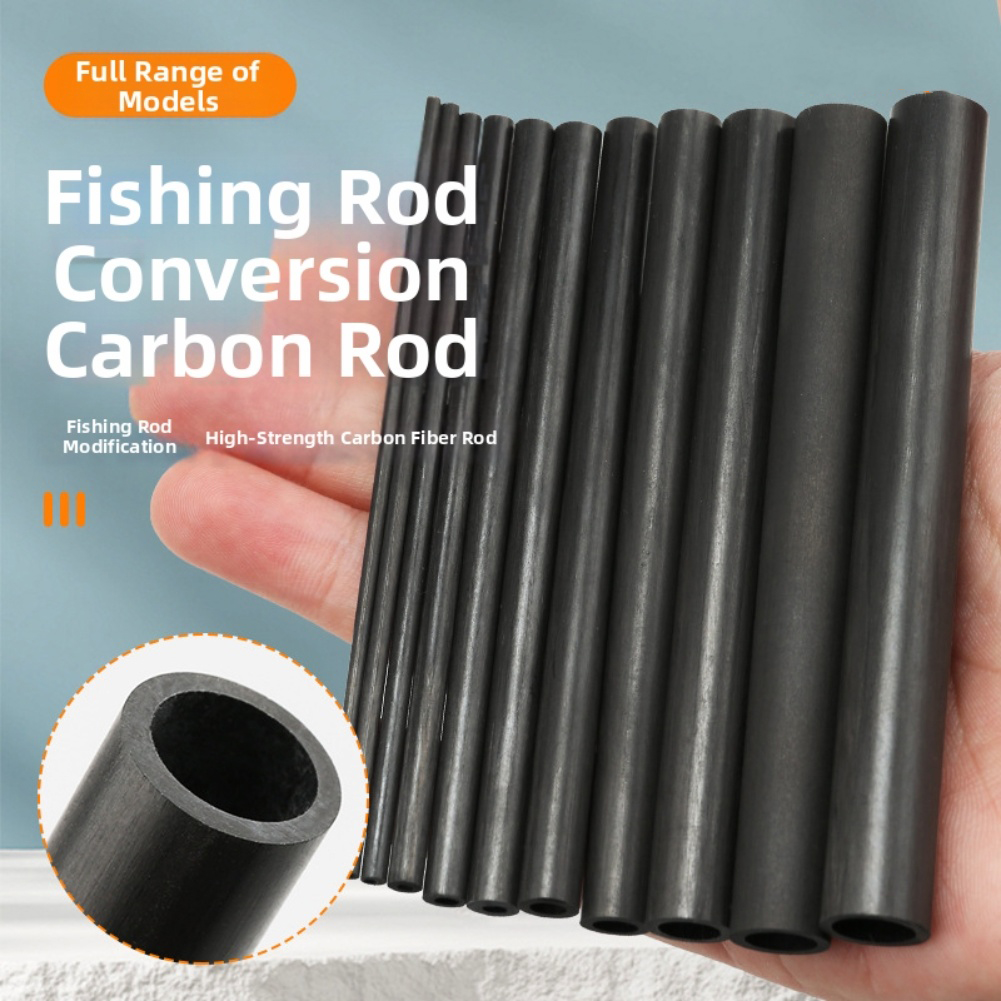Fishing Rod Tip Replacement - 10cm Black Hollow Carbon Fiber Tube